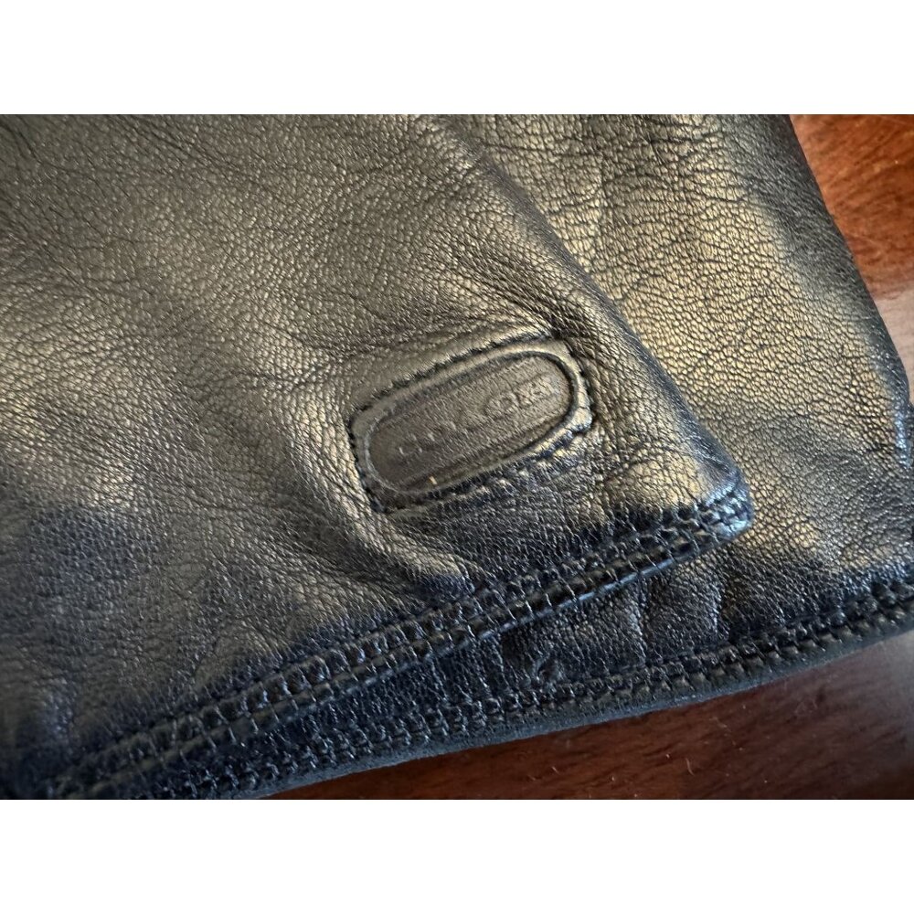 Italy Coach Black Leather Gloves Ladies Size 6.5 w/Cashmere Lining